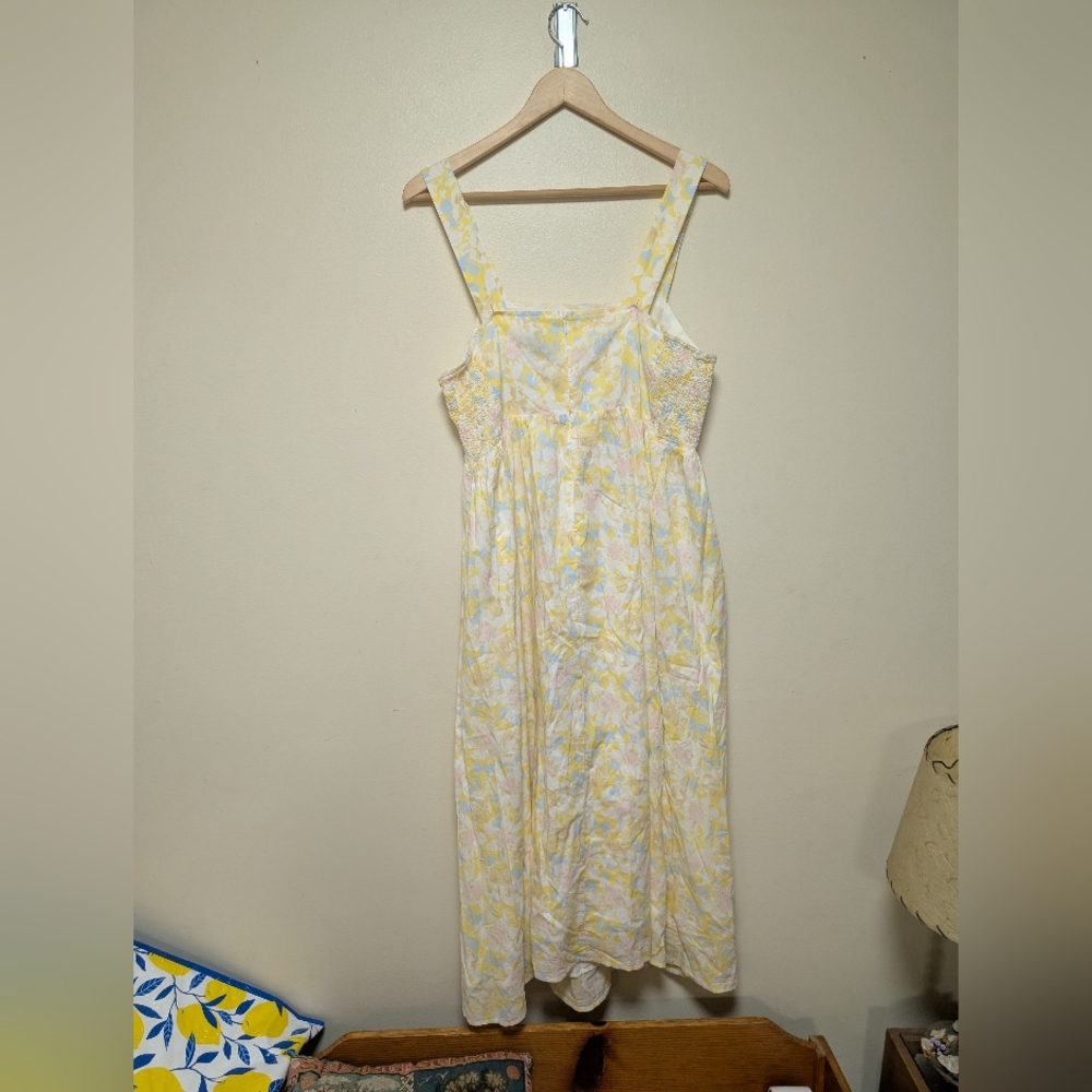 The Nines by HATCH Yellow Floral Midi Dress Size L - Picture 2 of 7